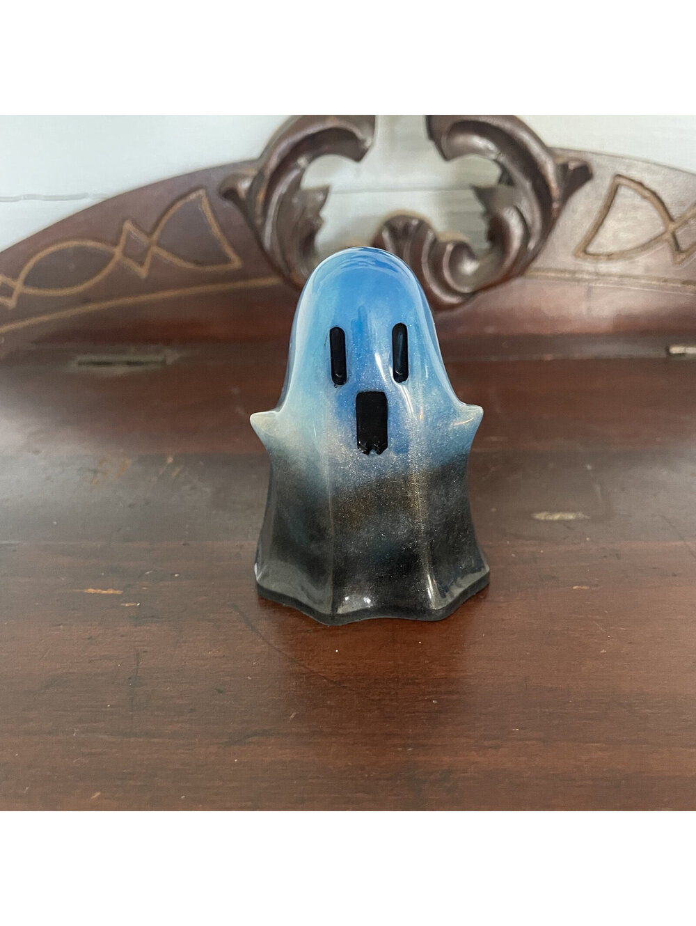 Blue and Black Glow Ghostie - Resin Glow in the Dark Ghost Decoration